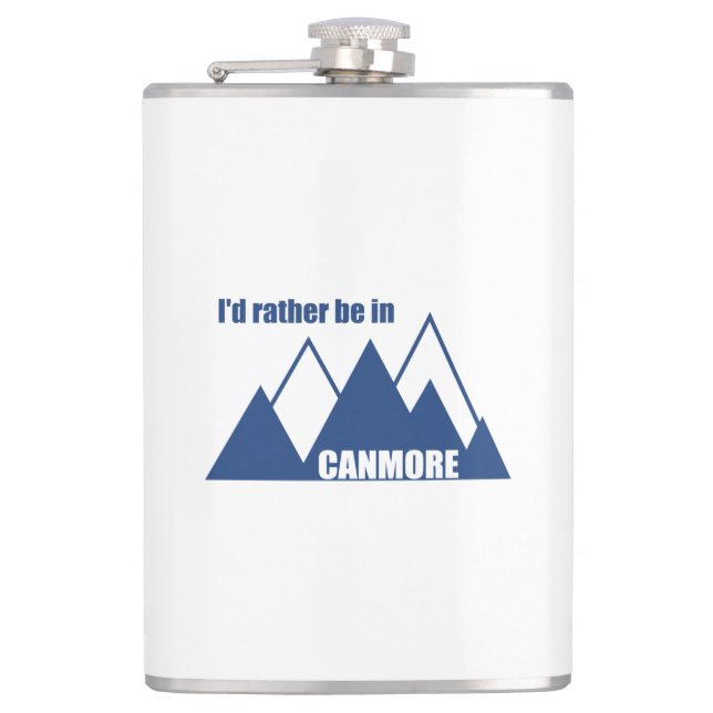 I'd Rather Be In Canmore Mountain Hip Flask (Front)