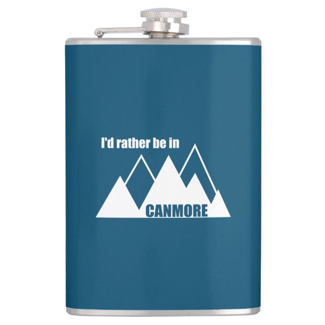 I'd Rather Be In Canmore Mountain Hip Flask (Front)