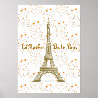 I'd Rather Be in Paris Eiffel Tower Stars Scrolls