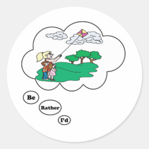 I'd rather be Kite Flying 3 Classic Round Sticker