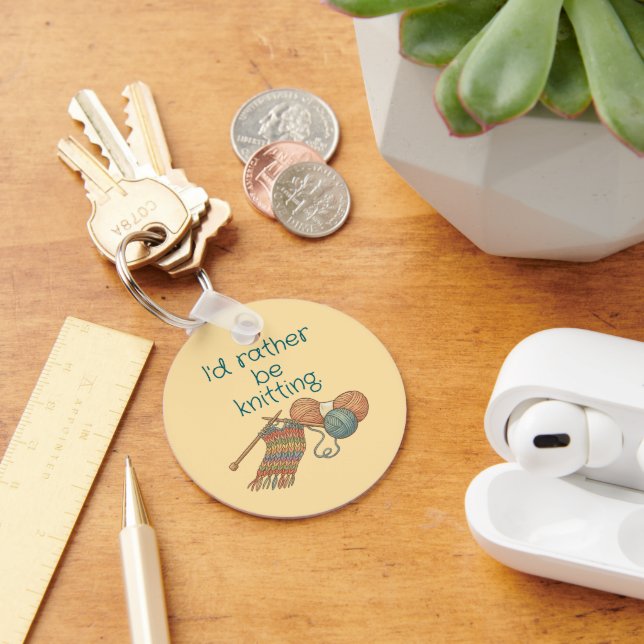 I'd rather be knitting. key ring (Desk)