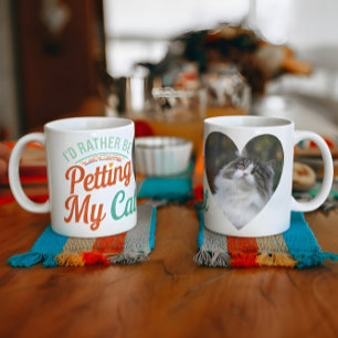 I'd Rather Be Petting My Cat Custom Cat Photo Mug