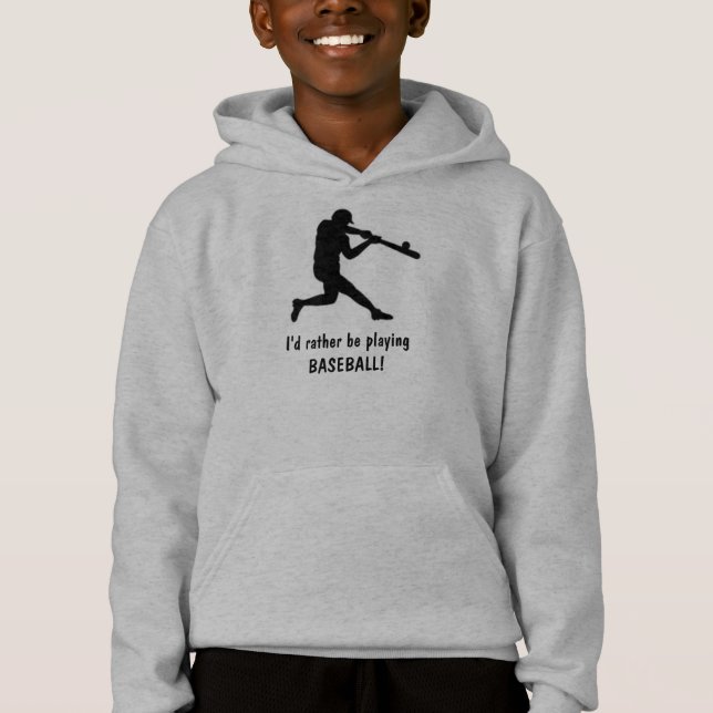 I'd rather be playing Baseball! Kid's Hoodie (Front)