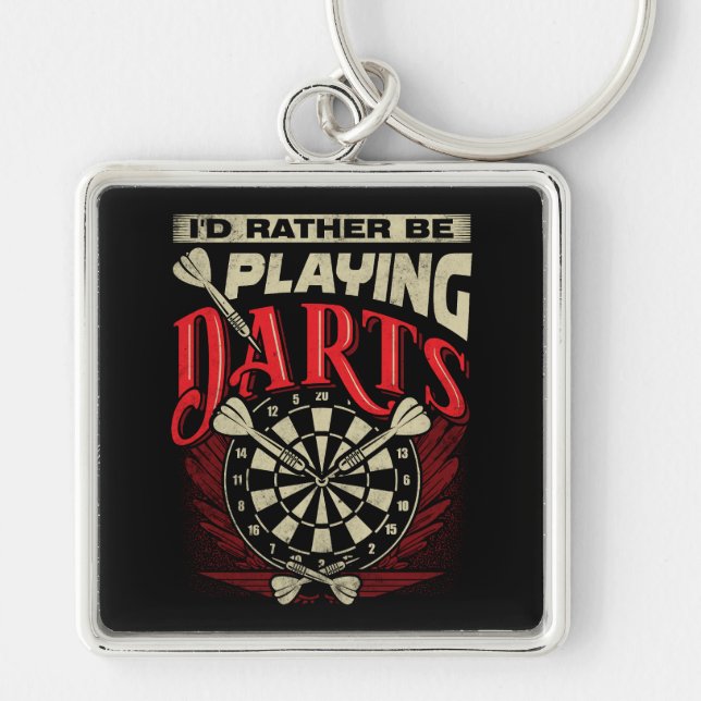 I'd Rather Be Playing Darts Premium Key Ring (Front)