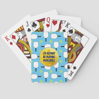 I'd Rather Be Playing Pickleball Paddles Baby Blue Playing Cards
