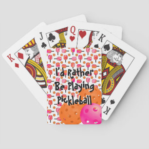 I'd Rather Be Playing Pickleball Pink Orange Swirl Playing Cards