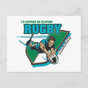 I'd Rather Be Playing Rugby Postcard