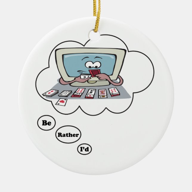 I'd rather be playing Solitaire Ceramic Tree Decoration (Front)