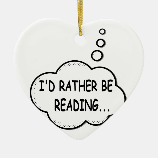I'd Rather Be Reading Ceramic Tree Decoration (Front)