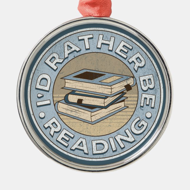 I'd rather be reading metal tree decoration (Front)