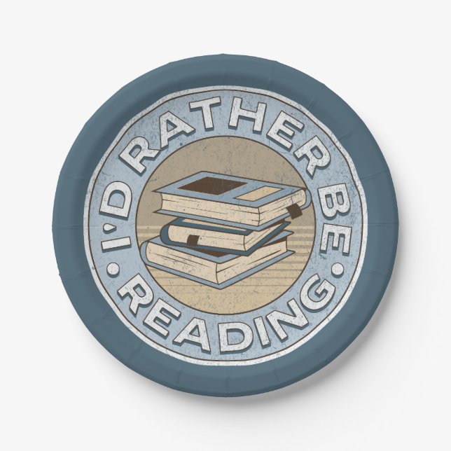 I'd rather be reading paper plate (Front)