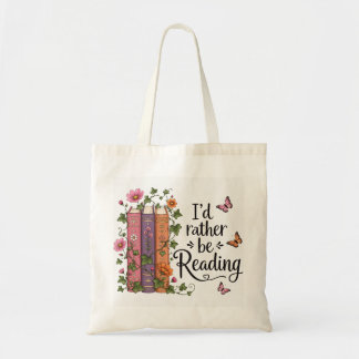 Id Rather Be Reading Vintage Books Ivy Art Tote Bag