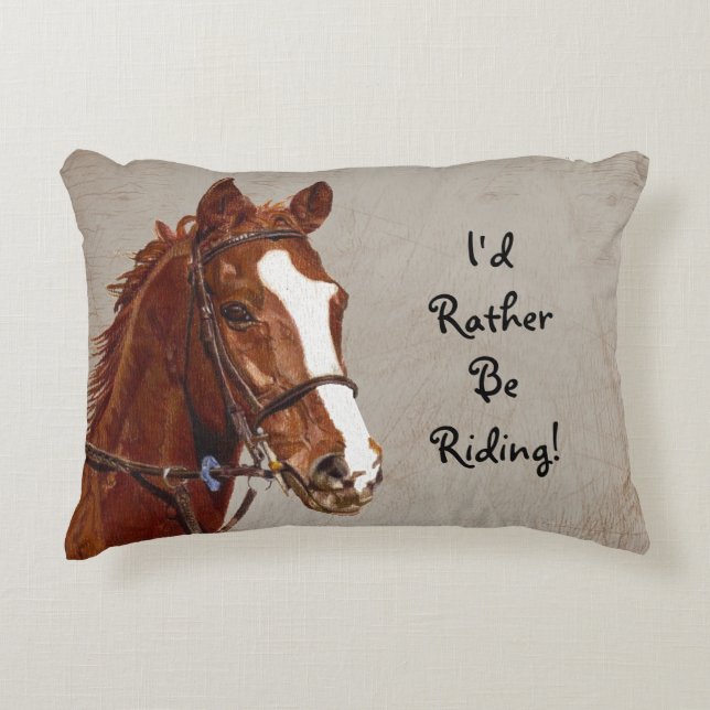 I'd Rather Be Riding Horse Decorative Cushion (Front)