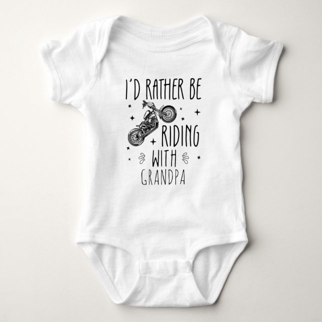 I'd Rather Be Riding With Grandpa - Motorcycle Baby Bodysuit (Front)