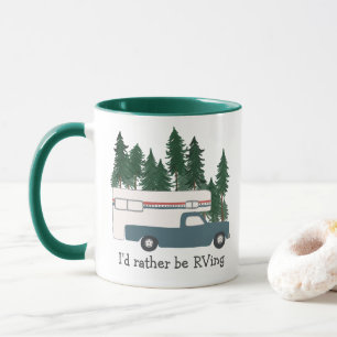 I'd rather be RVing Retro Truck Camper Tree CUSTOM Mug