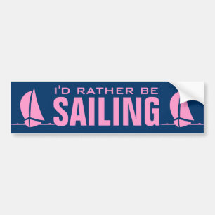 Id rather be sailing sticker Pink sailboat