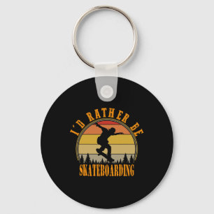I'd Rather Be Skateboarding Funny Vintage Retro St Key Ring