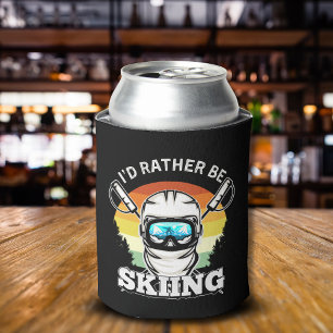I'd rather be Skiing, Funny skier Gift Can Cooler