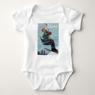 I'd Rather Be Skiing Print Baby Bodysuit