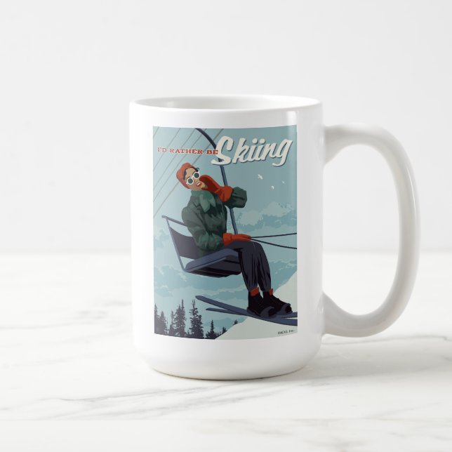 I'd Rather Be Skiing Print Coffee Mug (Right)