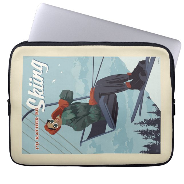 I'd Rather Be Skiing Print Laptop Sleeve (Front)