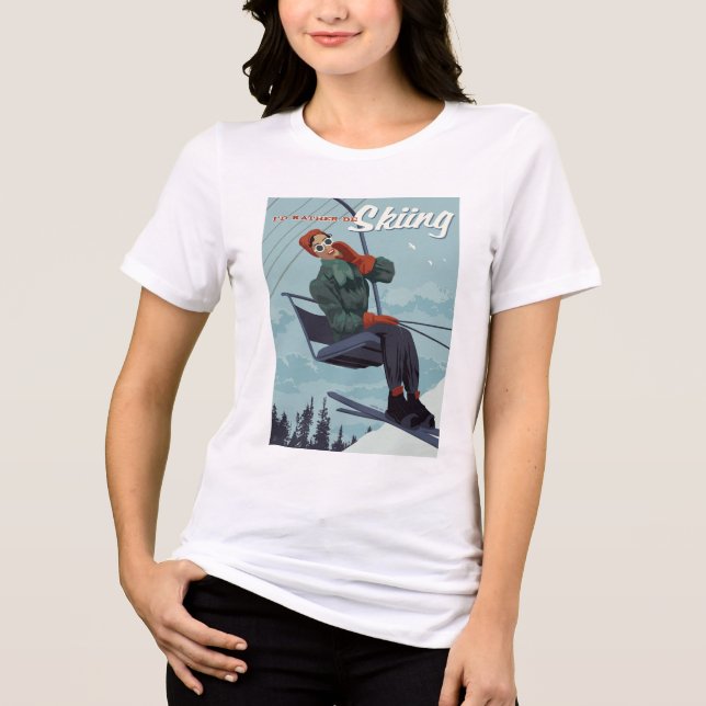 I'd Rather Be Skiing Print Tri-Blend Shirt (Front)