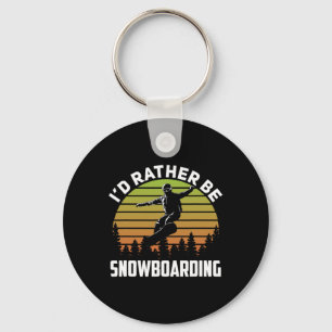 I'd Rather Be Snowboarding Retro Sunset Winter Nov Key Ring