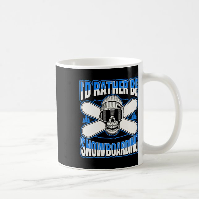 I'd Rather Be Snowboarding Skull Snowboarder Slope Coffee Mug (Right)