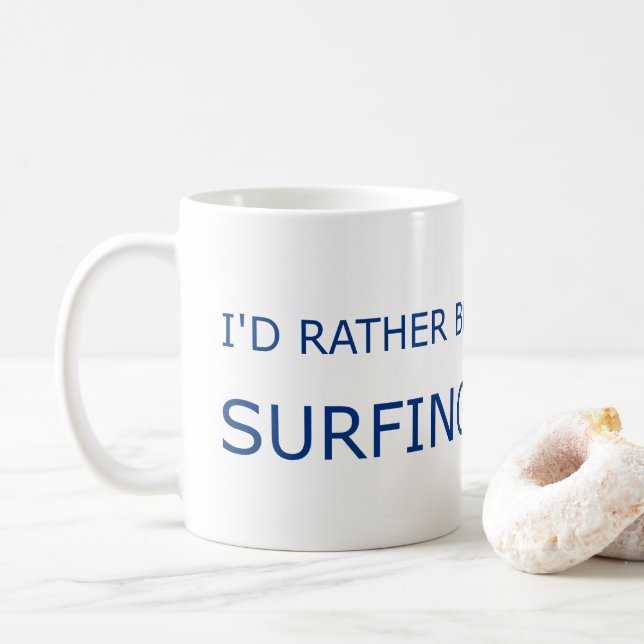I'D RATHER BE SURFING Great Lakes round logo Coffee Mug (With Donut)