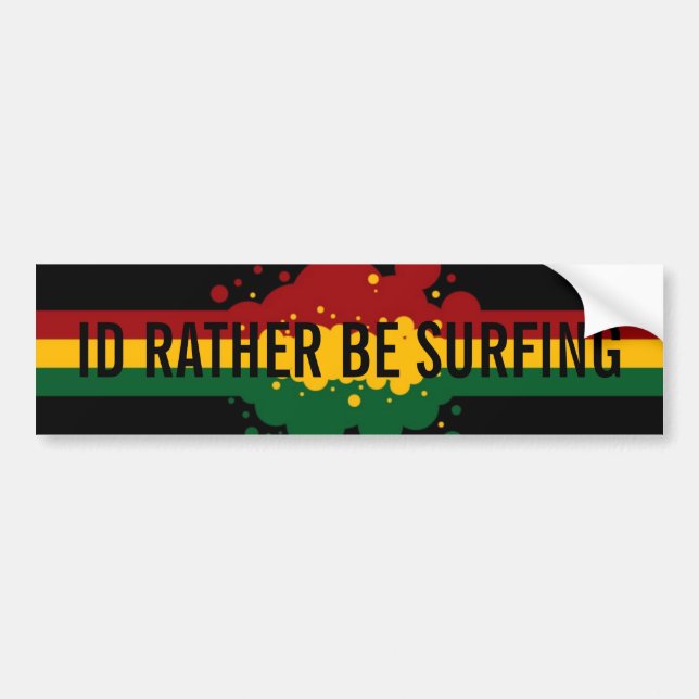 "I'd Rather Be Surfing" rasta Bumpersticker Bumper Sticker (Front)