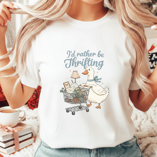 I'd Rather Be Thrifting Goose Vintage Aesthetic Tri-Blend Shirt