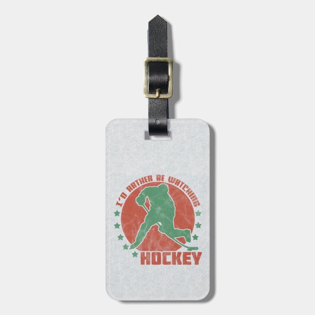 I'd Rather Be Watching Hockey Luggage Tag Template (Front Vertical)