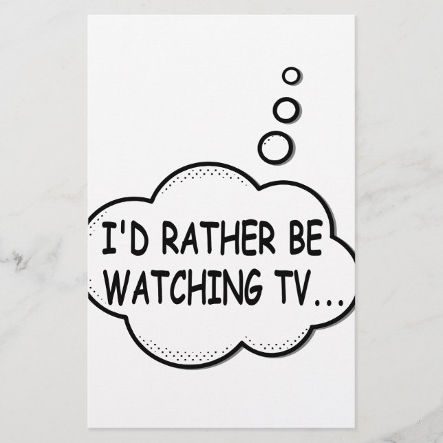 I'd Rather Be Watching TV Stationery (Front)
