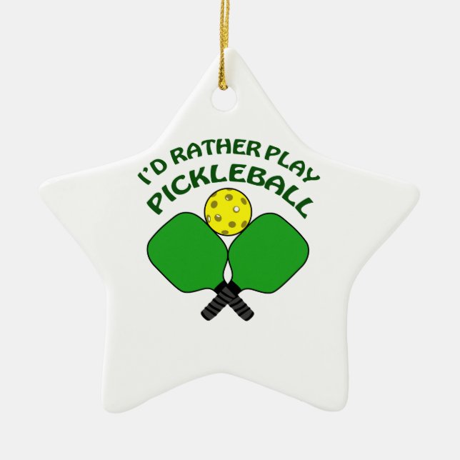 Id Rather Play Pickleball Ceramic Tree Decoration (Front)