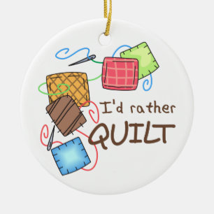 I'd Rather Quilt Ceramic Tree Decoration
