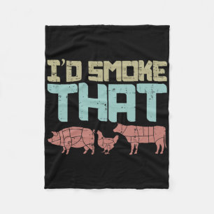 Id Smoke Pork Chicken Beef Funny Bbq Barbecue Gril Fleece Blanket
