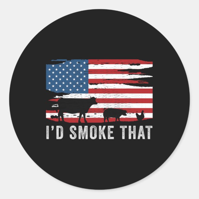 Id Smoke That Barbecue 1  Classic Round Sticker (Front)