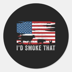 Id Smoke That Barbecue 1  Classic Round Sticker