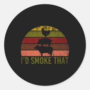 Id Smoke That Barbecue 2 Classic Round Sticker