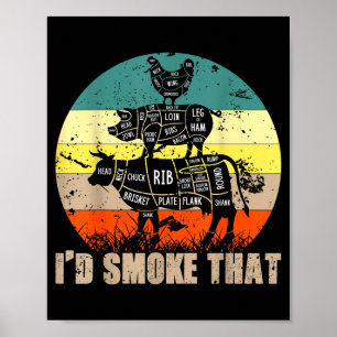 I'd smoke that barbecue retro grilling vintage poster