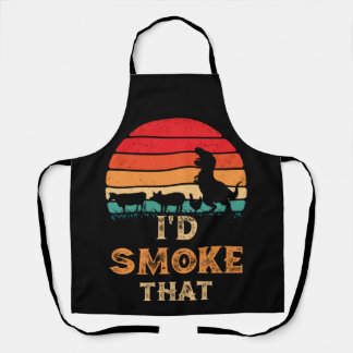 I'd Smoke That BBQ Vintage Meat Smoker Grill Apron