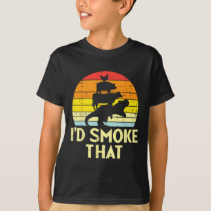 Id Smoke That Chicken Pork Beef Trex Retro Dinosau T-Shirt