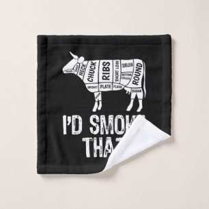 Id Smoke That Cow BBQ Smoking Grilling Barbecue Wash Cloth