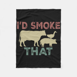 I'd Smoke That Cow Beef Cook Bbq Funny Cooking Fleece Blanket