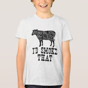 Id Smoke That Cow - Grillmasters Apparel For Bbq L Tri-Blend Shirt