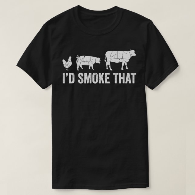 I'd Smoke That Fun BBQ Smoker Chef Premium  T-Shirt (Design Front)