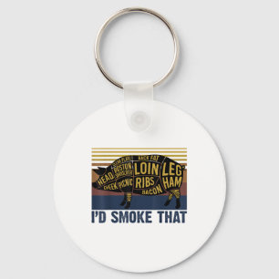 Id Smoke That Funny Barbecue Pig _1 Key Ring