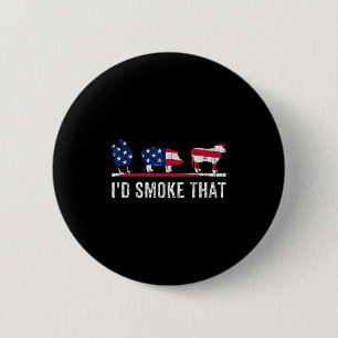 Id Smoke That Funny Barbeque Grilled Bbq Meat Love 6 Cm Round Badge