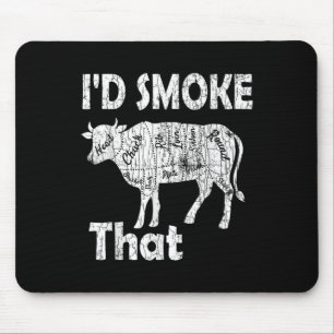 Id Smoke That Funny Barbeque Grilled Bbq Meat Love Mouse Pad