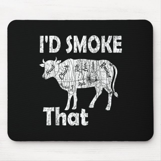 Id Smoke That Funny Barbeque Grilled Bbq Meat Love Mouse Pad (Front)